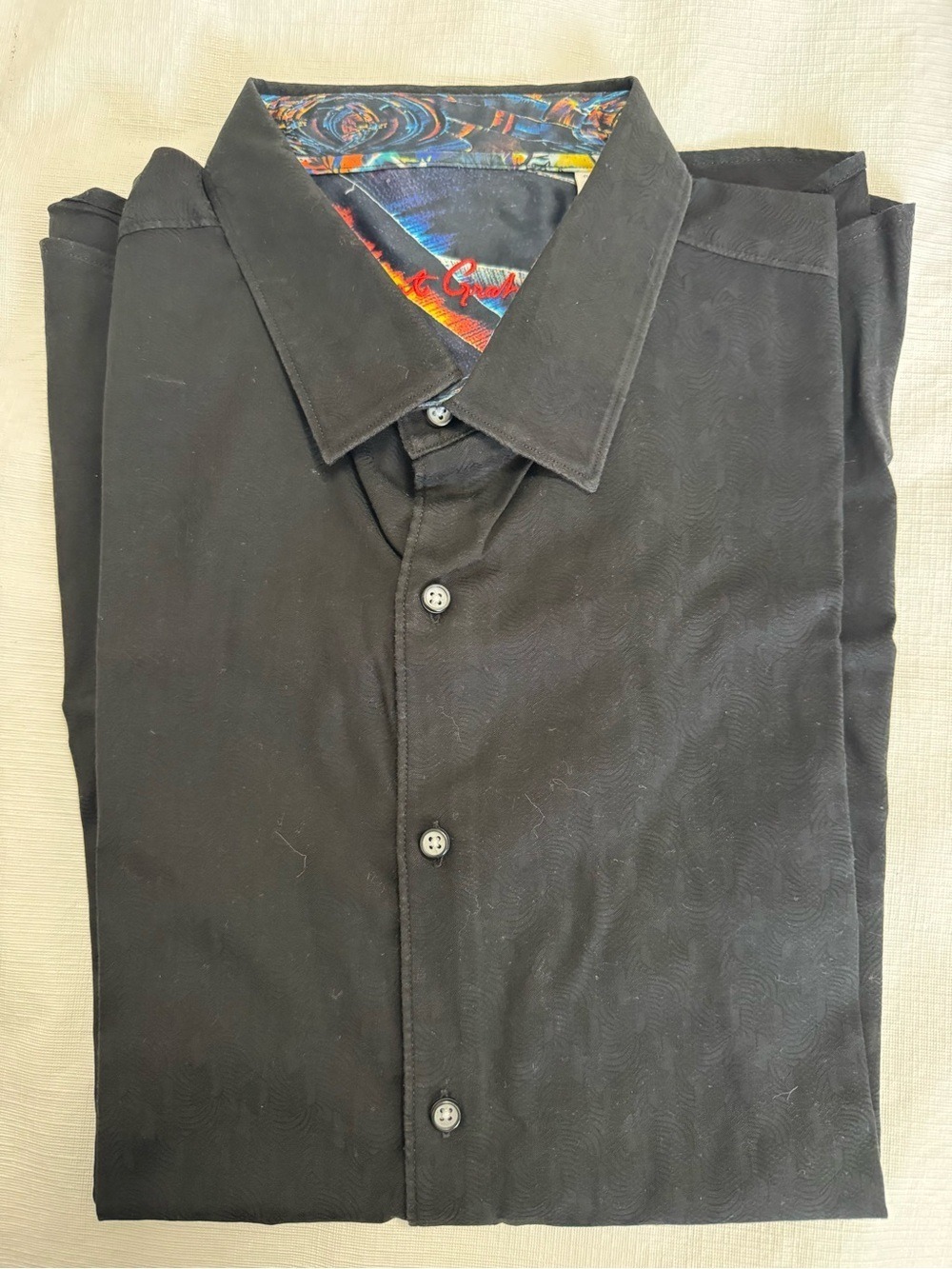 Robert Graham Midnight Black Casual Button Down Shirt 3XL